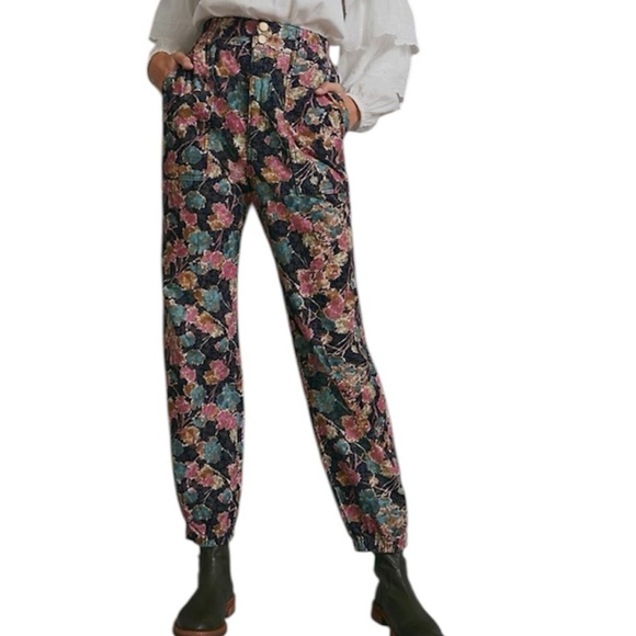 Anthropologie S Floral corduroy “Anisa” joggers. EUC - Picture 1 of 13
